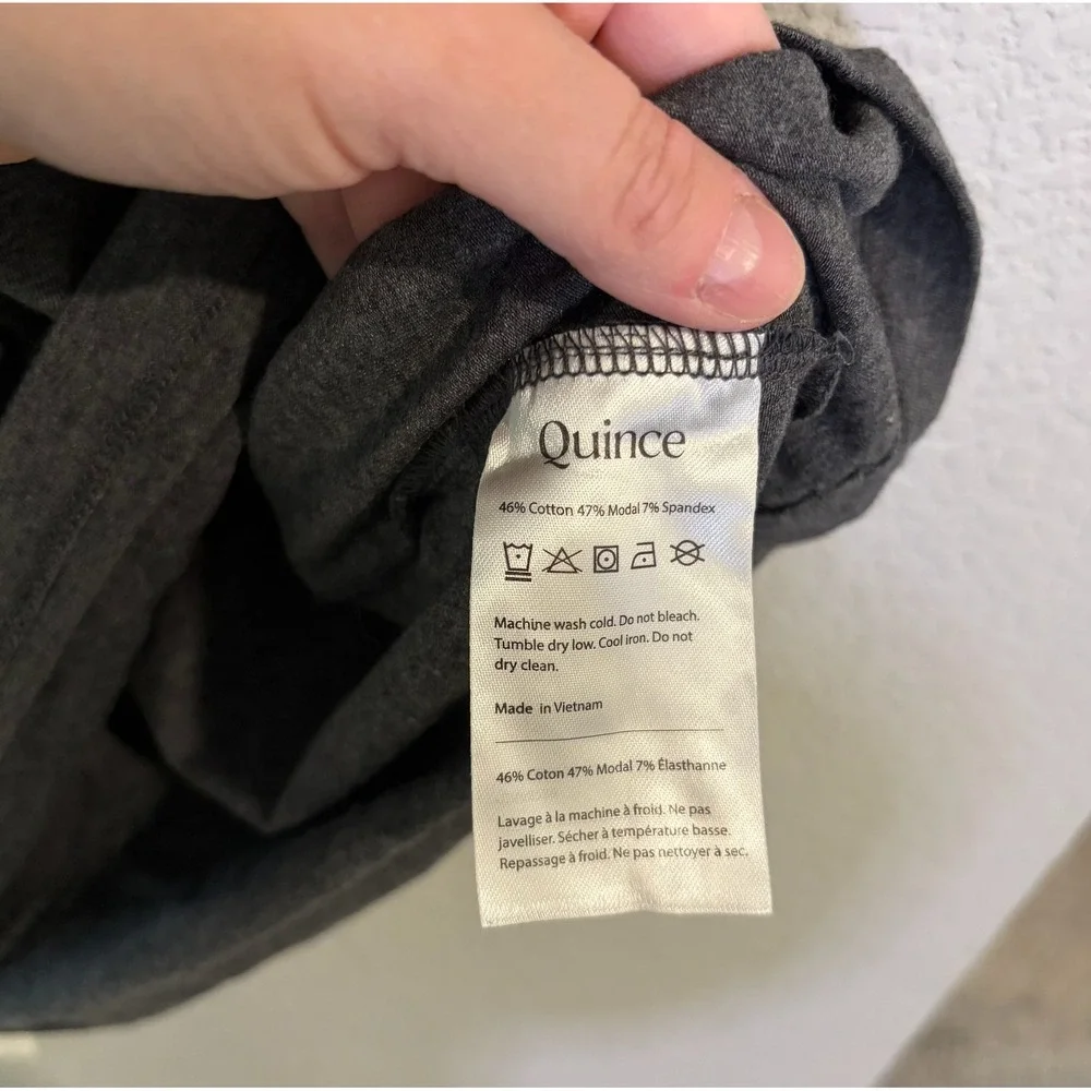 Quince Mens Cotton Modal Stretch Crewneck T-Shirt Heather Charcoal Gray SMALL